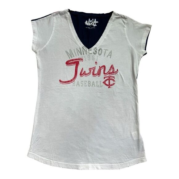 MN Twins Baseball Women's Touch by Alyssa Milano V-Neck Screened Front & Back LG - Picture 1 of 10